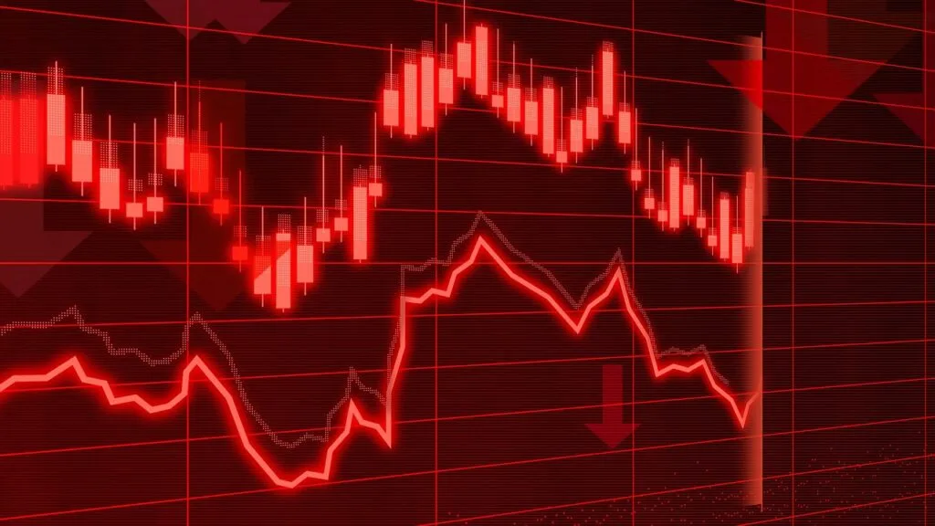 graphique d'investissement à la baisse illustrant une des limites du DCA : il ne garantit pas le profit.